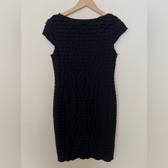 Banana Republic Womens Black Tiered Ruffle Dress Small Sheath Cocktail Stretch - Picture 3 of 15